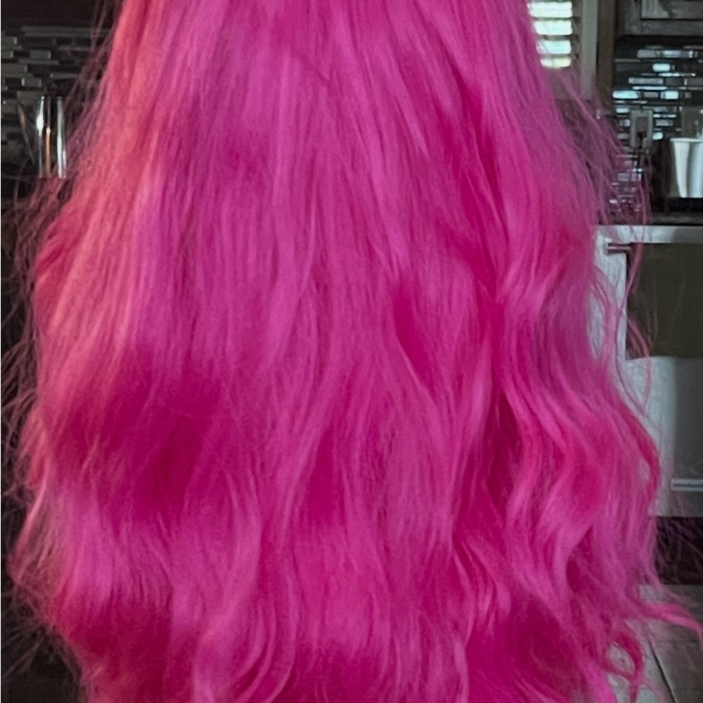 Vibrant Pink Wig with Netting